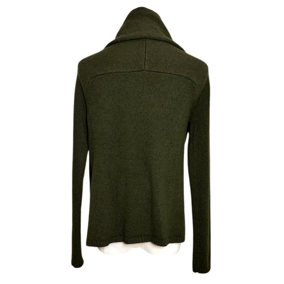 LOFT Forest Green Wool Blend Waterfall Cardigan Small Long Sleeve Quiet Luxury - Picture 5 of 7